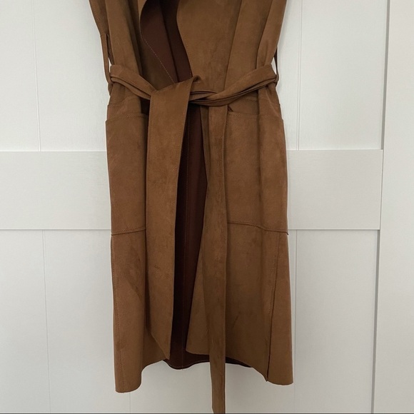 NWOT LOVE TOKEN FAUX SUEDE TRENCH VEST SIZE M - Picture 4 of 10